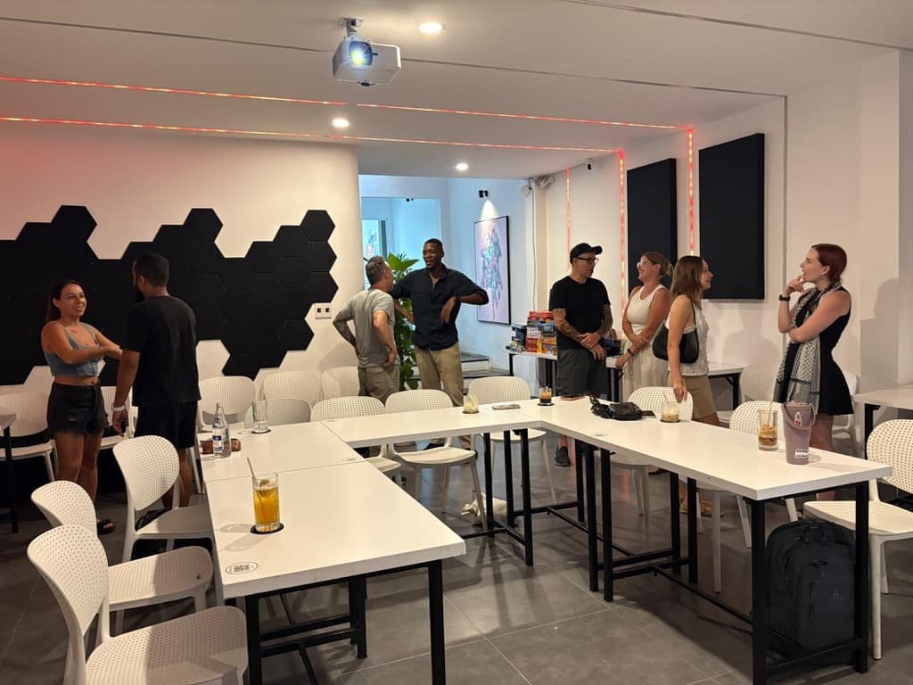 Participants chatting and connecting between exercises